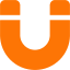 A green and orange u logo with an arrow.